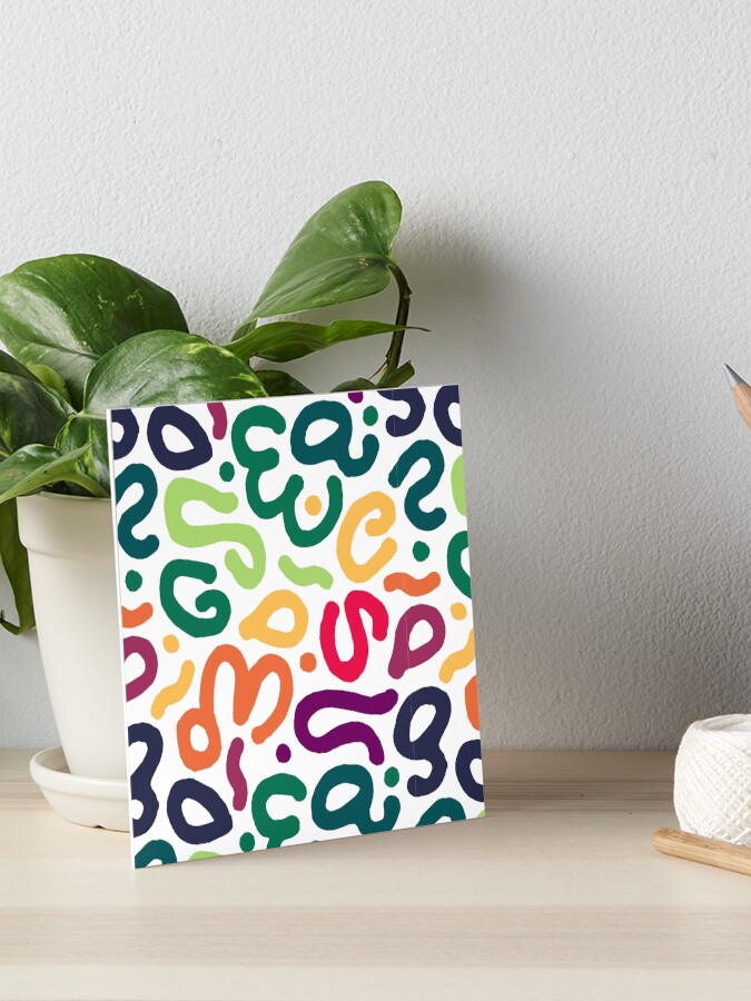 Thumbnail 1 of 2, Art Board Print, Bold Rainbow Abstract Pattern Shapes designed and sold by bird767.