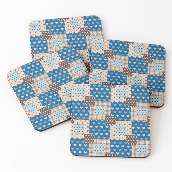 Item preview, Blue and brown rustic patchwork  designed and sold by FunnyChameleon.