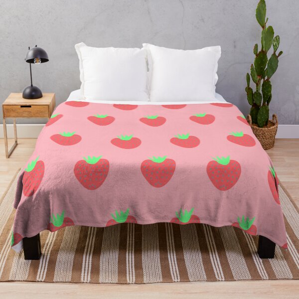 Item preview, Strawberry milkshake, strawberries pattern on pink designed and sold by orangerinka.