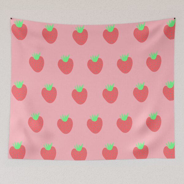 Item preview, Strawberry milkshake, strawberries pattern on pink designed and sold by orangerinka.