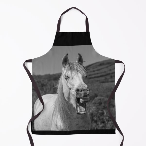 Item preview, Funny horses in nature. Cute and friendly horse yawning. Black and white photography. designed and sold by AylaHarbich.