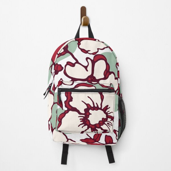 Item preview, Red and White Hibiscus Floral Nature Green Shape designed and sold by Sohee Jin.