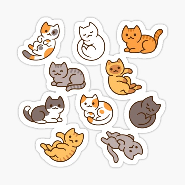 Waterproof stickers/3 small cats single large stickers - cats resting -  Shop 3-little-cat Stickers - Pinkoi