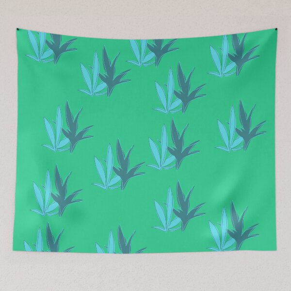 Item preview, Long Dual Sketchy Blue Leaves on Green Background designed and sold by ShaunSandhu.