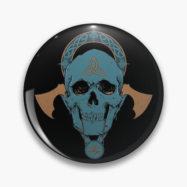 Item preview, Viking Skull Norse Triquetra Trinity Knot Valknut Axes Teal designed and sold by BluePagan.
