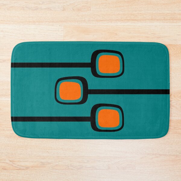 Item preview, Retro Branches Black and Orange on Teal Mid Century Modern Print designed and sold by RetroTrend.