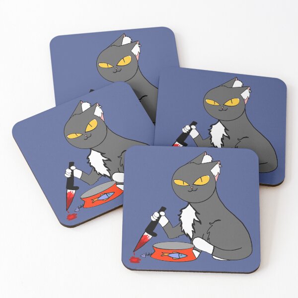 Item preview, Feed me, or else! Angry cat with knife  designed and sold by fluffyfriends.