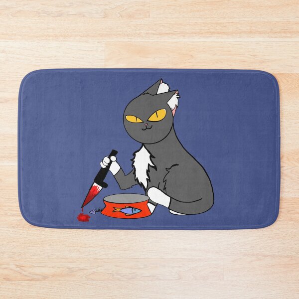 Item preview, Feed me, or else! Angry cat with knife  designed and sold by fluffyfriends.