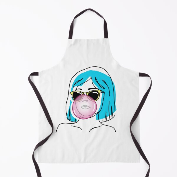 Item preview, A girl with blue hair and glasses inflates a bubble of gum designed and sold by VADIMproducts.