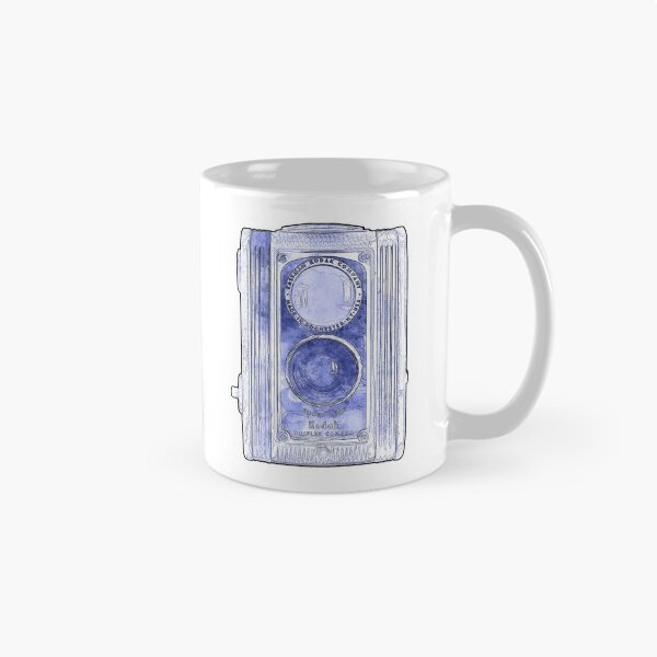 Item preview, Vintage Duaflex Twin Lens Camera Blue Cyanotype Sketch Style designed and sold by Retro Art Factory.