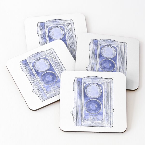 Item preview, Vintage Duaflex Twin Lens Camera Blue Cyanotype Sketch Style designed and sold by Retro Art Factory.
