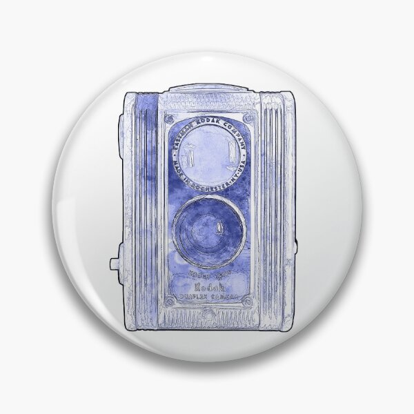 Item preview, Vintage Duaflex Twin Lens Camera Blue Cyanotype Sketch Style designed and sold by Retro Art Factory.