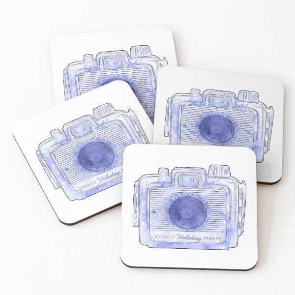 Item preview, Vintage Brownie Holiday Film Camera Blue Cyanotype Sketch Style designed and sold by Retro Art Factory.