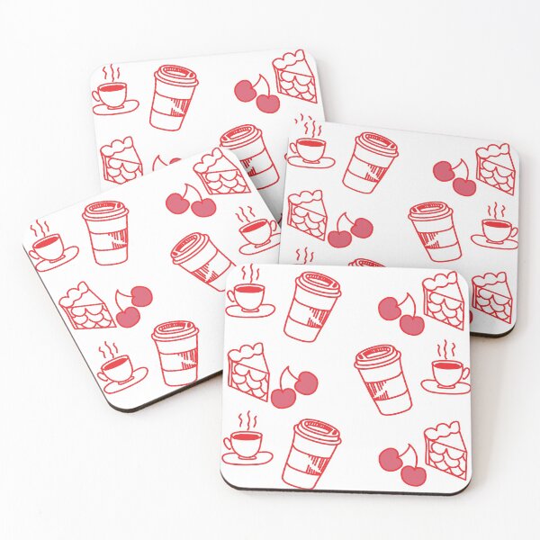 Item preview, Coffee and Cherry Pie Pattern in Red and White designed and sold by LavenderMint.