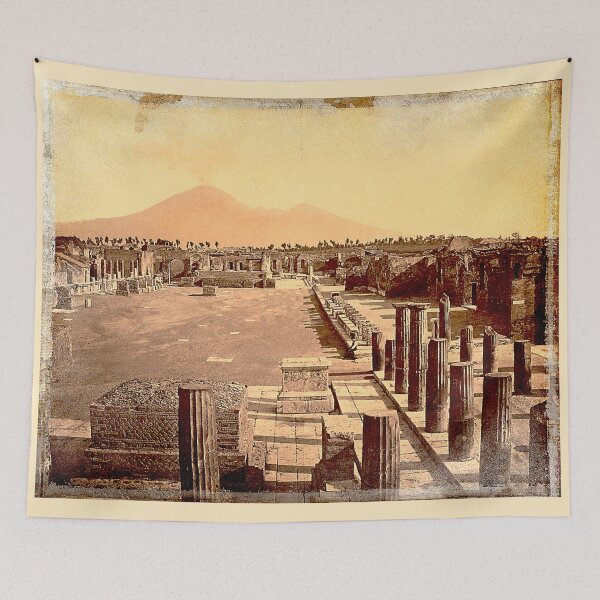 Item preview, Ruins of Ancient Pompeii with Vesuvius, Italy - Antique Sepia designed and sold by Retro Art Factory.