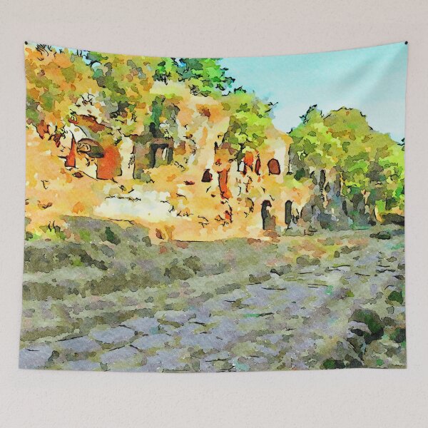 Item preview, Roman road with tuff cliff and Etruscan tombs designed and sold by Giuseppe Cocco.