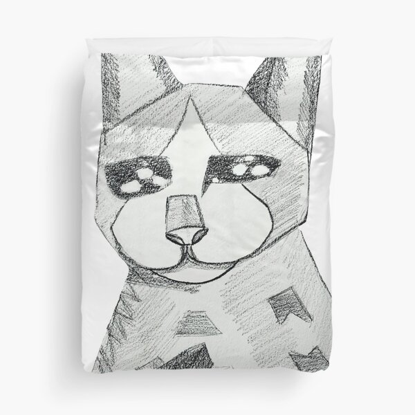 Sad cat in graphite Duvet Cover
