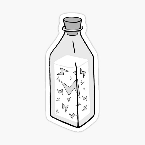 "Lightning In A Bottle B&W" Sticker by GoldenSunlight Redbubble