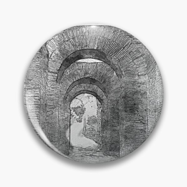 Item preview, Ruins of Palantine HIll in Rome, Black and White Drawing designed and sold by Retro Art Factory.