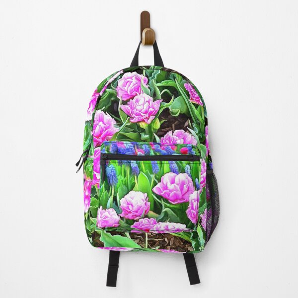 Item preview, Fancy Pink Tulips with Grape Hyacinths designed and sold by SeaChangeDesign.