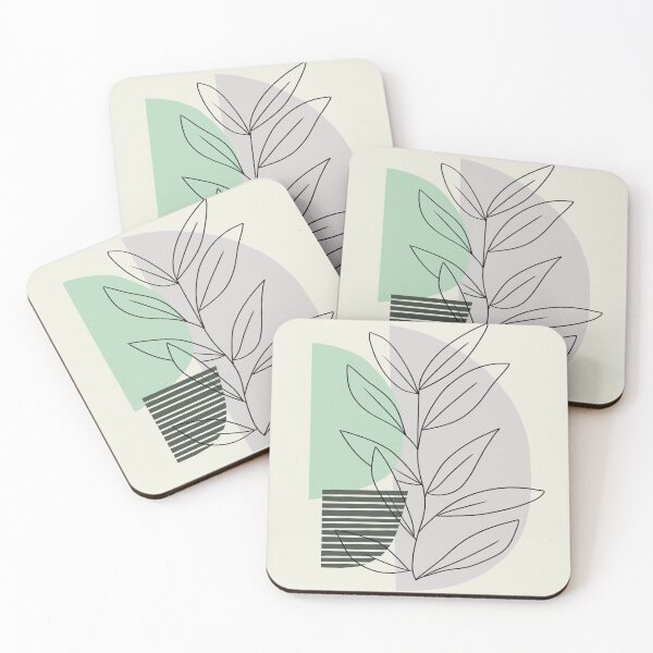 Item preview, geometry color block with botanical line designed and sold by favething.