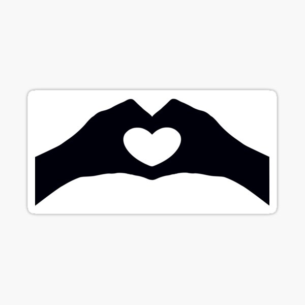 A Heart With Two Hands Silhouette Sticker