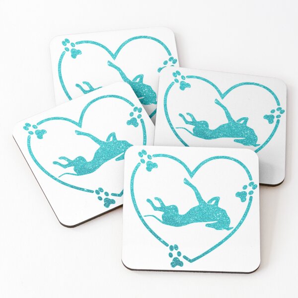 Item preview, Greyhound Roaching Heart Paw Prints Pale Teal Glitter-look designed and sold by GreytGraphicals.