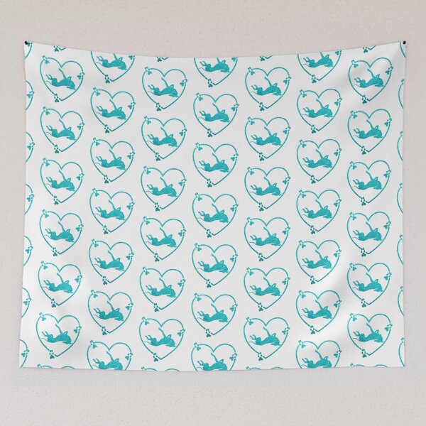 Item preview, Greyhound Roaching Heart Paw Prints Pale Teal Glitter-look designed and sold by GreytGraphicals.