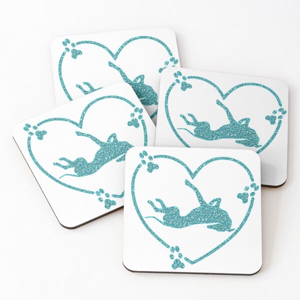 Item preview, Greyhound Roaching Heart Paw Prints Turquoise Glitter-look designed and sold by GreytGraphicals.