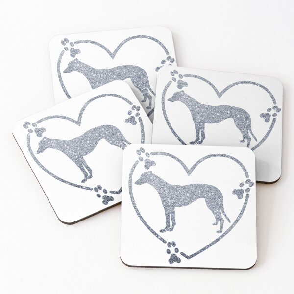 Item preview, Greyhound Standing Heart Paw Prints  Silver Glitter-look designed and sold by GreytGraphicals.