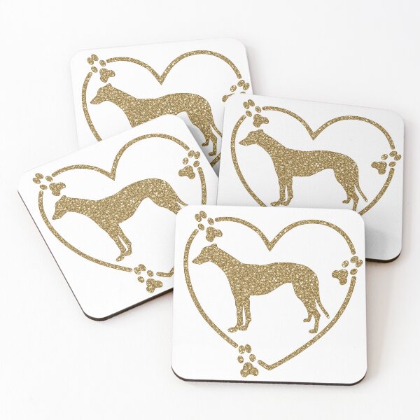 Item preview, Greyhound Standing Heart Paw Prints Gold Glitter-look designed and sold by GreytGraphicals.