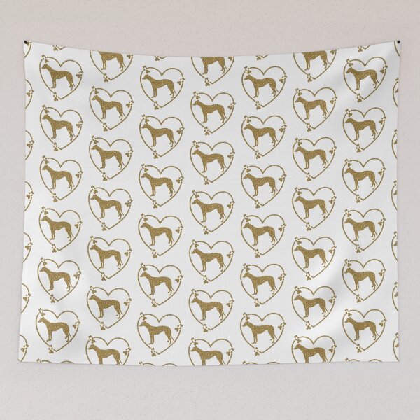 Item preview, Greyhound Standing Heart Paw Prints Gold Glitter-look designed and sold by GreytGraphicals.