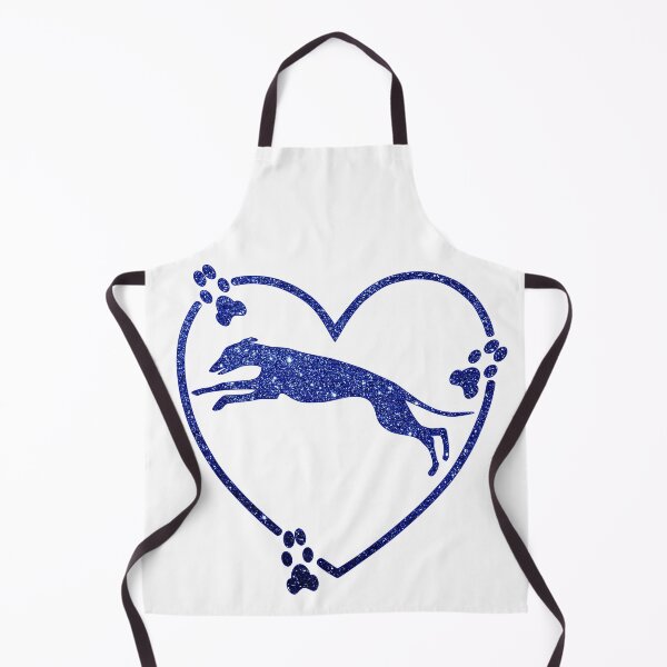 Item preview, Greyhound Running Heart Paw Prints Dark Blue Glitter-look designed and sold by GreytGraphicals.