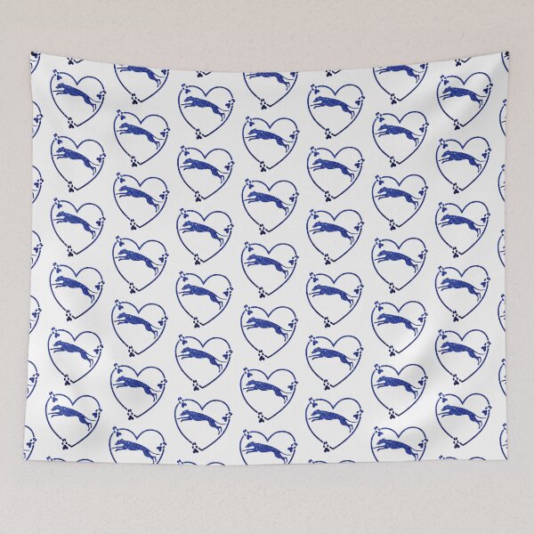Item preview, Greyhound Running Heart Paw Prints Dark Blue Glitter-look designed and sold by GreytGraphicals.