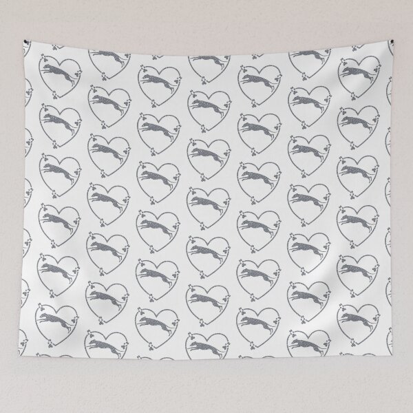 Item preview, Greyhound Running Heart Paw Prints Silver Glitter-look designed and sold by GreytGraphicals.