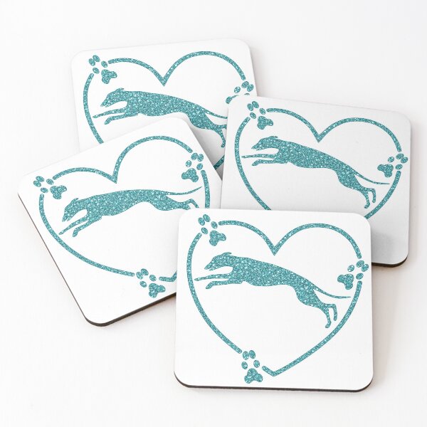 Item preview, Greyhound Running Heart Paw Prints Teal Glitter-look designed and sold by GreytGraphicals.