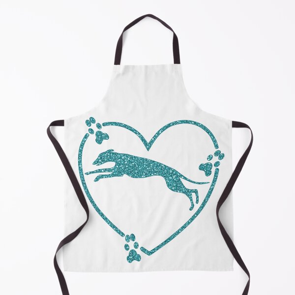 Item preview, Greyhound Running Heart Paw Prints Teal Glitter-look designed and sold by GreytGraphicals.