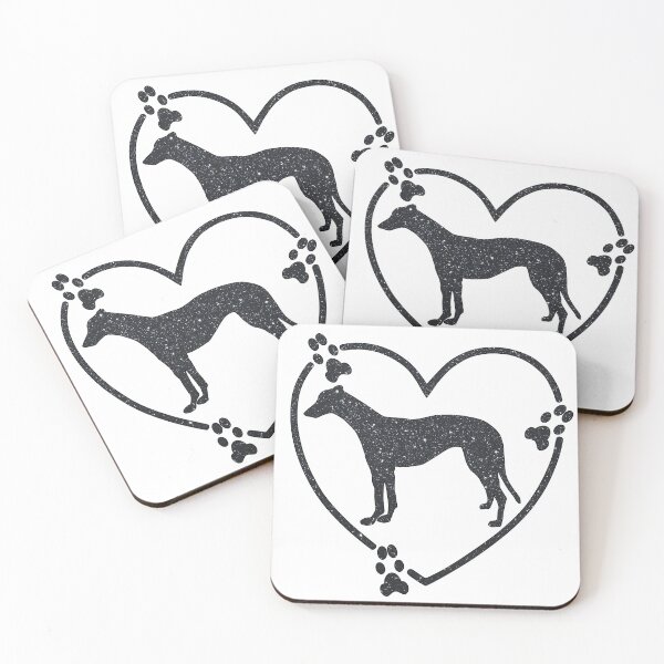 Item preview, Greyhound Standing Heart Paw Prints Black Glitter-look designed and sold by GreytGraphicals.