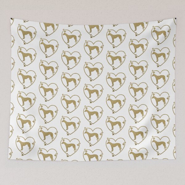 Item preview, Greyhound Standing Heart Paw Prints Gold Glitter-look 2 designed and sold by GreytGraphicals.