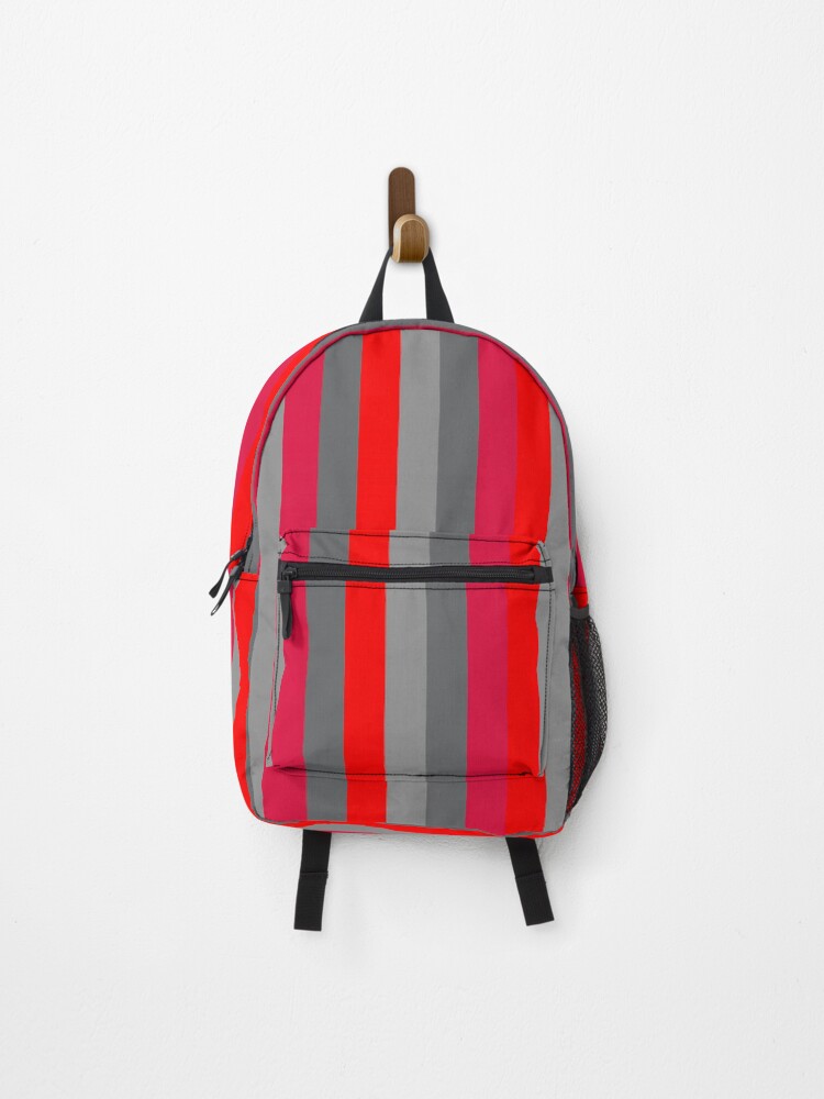 Red and store grey backpack