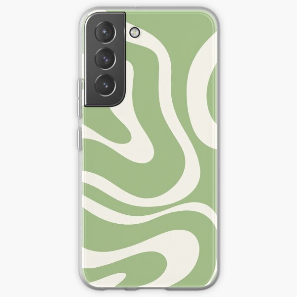 Modern Retro Liquid Swirl Abstract Pattern in Light Sage Green and Cream Samsung Galaxy Soft Case