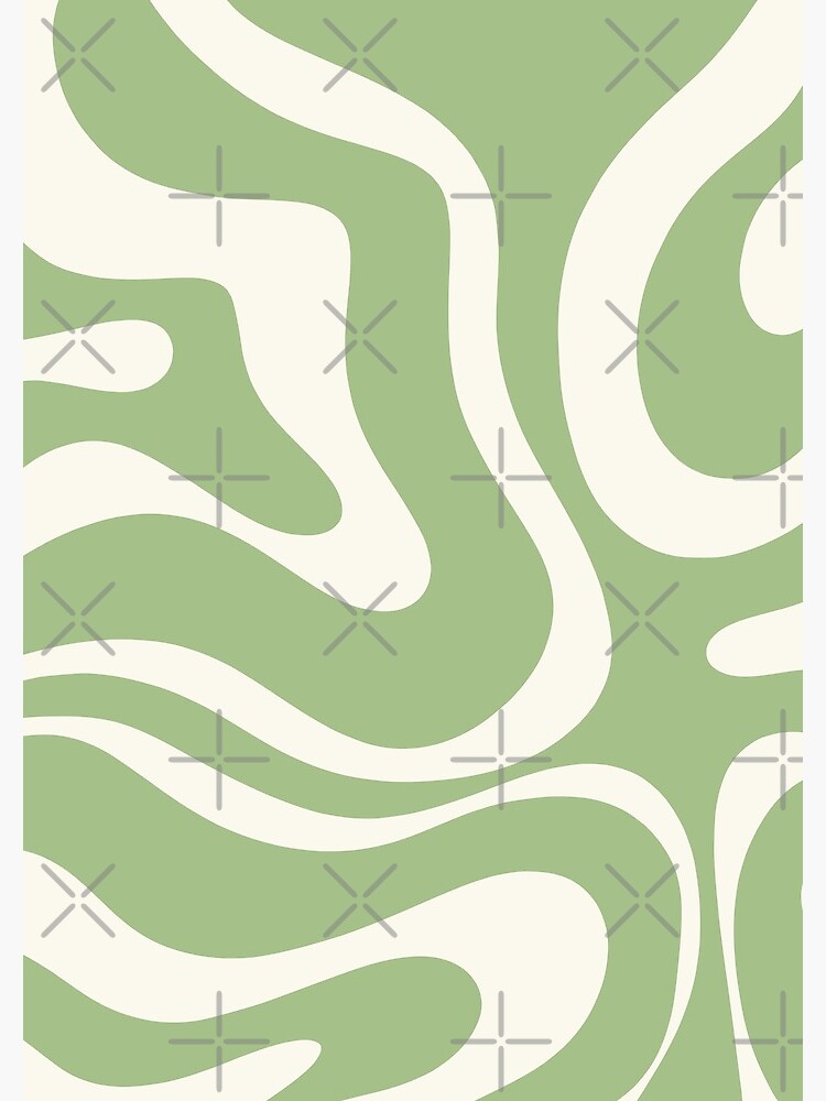 Modern Retro Liquid Swirl Abstract Pattern in Light Sage Green and Cream  Spiral Notebook for Sale by kierkegaard