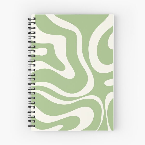 Item preview, Modern Retro Liquid Swirl Abstract Pattern in Light Sage Green and Cream designed and sold by kierkegaard.