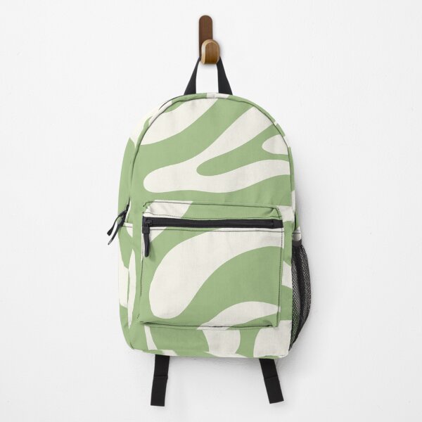 Item preview, Modern Retro Liquid Swirl Abstract Pattern in Light Sage Green and Cream designed and sold by kierkegaard.