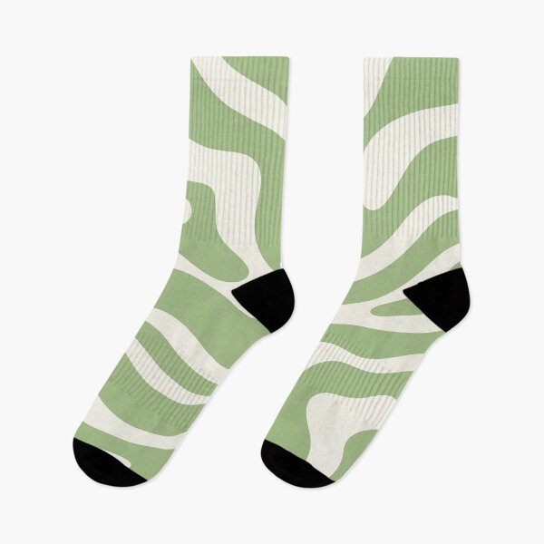 Item preview, Modern Retro Liquid Swirl Abstract Pattern in Light Sage Green and Cream designed and sold by kierkegaard.