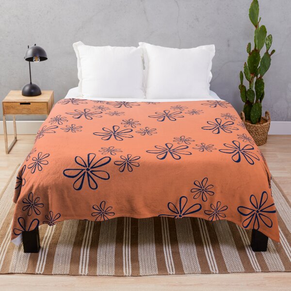 Item preview, Navy And Orange Flowers designed and sold by loveoceanair.