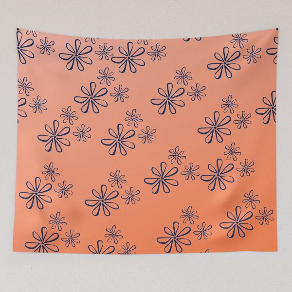 Item preview, Navy And Orange Flowers designed and sold by loveoceanair.