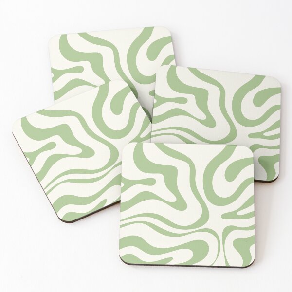 Item preview, Modern Retro Liquid Swirl Abstract Pattern in Cream and Light Sage Green designed and sold by kierkegaard.