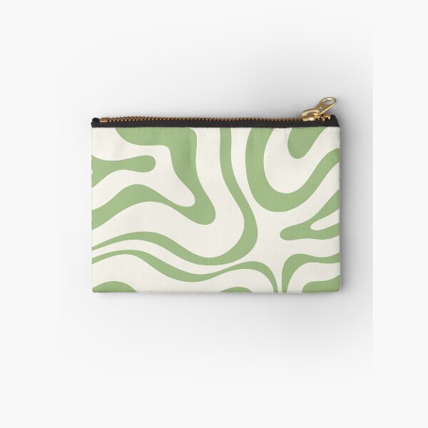 Item preview, Modern Retro Liquid Swirl Abstract Pattern in Cream and Light Sage Green designed and sold by kierkegaard.