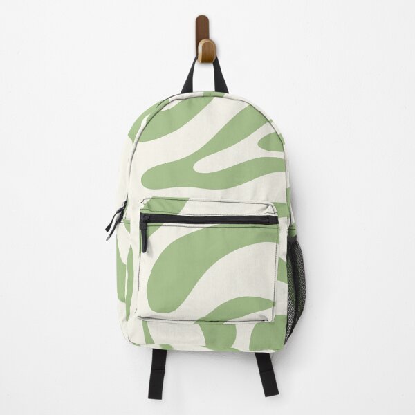 Item preview, Modern Retro Liquid Swirl Abstract Pattern in Cream and Light Sage Green designed and sold by kierkegaard.